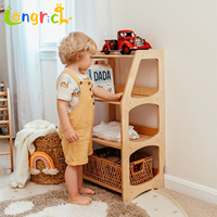 Étagère de rangement en bois à 4 niveaux pour enfants, idéale pour la chambre d'enfant, la salle de jeux, la salle de classe, pour l'affichage des jouets et des livres
