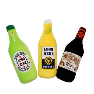 Famipet Wholesale New Design Beer Bottle Series Stuffed Plush Dog Toys Set Squeaky Pet Toys for Dogs