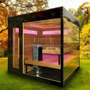 Grande Sauna Extérieure Carrée pour le Hot <span class=keywords><strong>Yoga</strong></span> et le Bien-être, Cabine de Bien-être Traditionnelle Finlandaise en Bois pour Jardin - Product Image 2