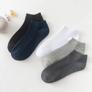 Cotton Mens Socks Low MOQ Double Needle Cotton Plain Color Low Cut Short Ankle Business Men Socks