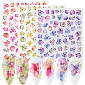 Purple Flowers Petal Nail Stickers Decals Manicure 3D Adhesive Sliders Tattoo Japanese Charms Nail Art Decorations