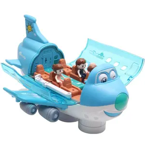 2023 नई बच्चों प्रकाश संगीत विरूपण हवाई जहाज के साथ 360 घूर्णन बच्चों के खिलौना एयरबस खिलौना विमान 3 गुड़िया