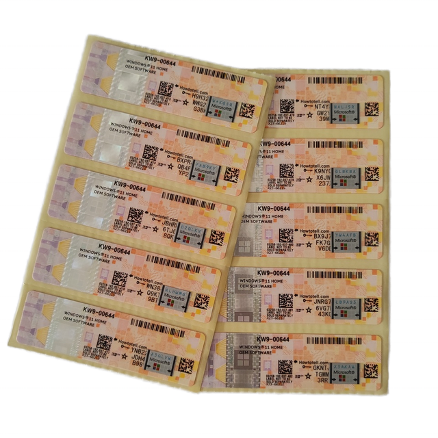 Original Software PC OEM License Online Activation Pink Label for Win 10 Home Key 25 System Codes COA Sticker 6 Months Warranty