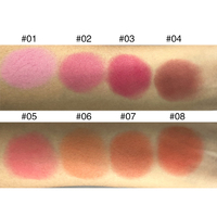 Offre spéciale, logo personnalisé 8 couleurs, fard à joues crémeux mat à texture velours, palette de fard à joues unique avec miroir