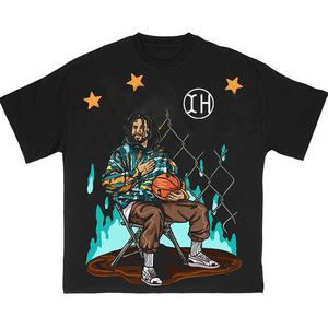 Kaos Custom Heavyweight 100% Katun dengan Cetakan Grafis, Model High Street Oversize Boxy Fit untuk Pria - Product Image 4