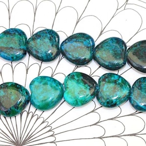 Chrysocolla สร้อยคอรูปหัวใจที่สวยงามลูกปัดธรรมดาหลวมลูกปัดพลอยอัญมณี Cabochon ราคาขายส่งต่อกะรัตคุณภาพธรรมชาติ - Product Image 3