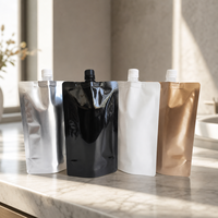 Pochette à bec verseur personnalisée CM avec bouchon à vis, sac d'emballage liquide anti-fuite à fond plat pour jus, sauce, purée 250ml 500ml