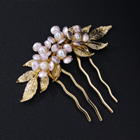 Doux plaqué or alliage feuille peignes à cheveux de mariée forme de fleur fiançailles fête anniversaire peignes à cheveux décoratifs