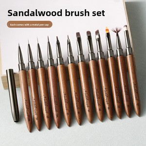 Ensemble de pinceaux à ongles en gel UV avec manche en bois, pinceaux plats, ovales, éventail, biseautés, pour dégradé, pétale et liner, avec couvercle décoratif - Product Image 4