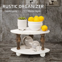 Organisateur empilable rustique, support de comptoir d'angle style ferme, plateau en bois blanc délavé