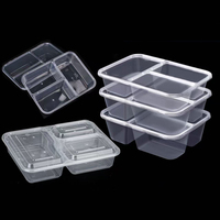 Conteneur alimentaire rectangulaire jetable en plastique, matériau PP de qualité alimentaire, récipient pour emporter les repas au restaurant