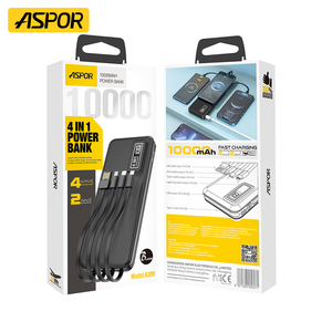 Aspor A300 ngân hàng điện 10000mAh 2025 xu hướng sạc 4 in1 được xây dựng trong cáp điện cầm tay trạm Ali thiết bị điện tử - Product Image 6