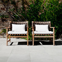 Fauteuil à bascule d'extérieur moderne en bois de teck, tressé en corde, imperméable, pour terrasse