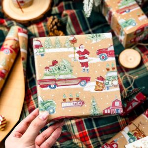 Burymento Christmas <b>Wrapping</b> <b>Paper</b> 17 In X 32.8 Ft Kraft Santa Car Design Recyclable Single Side Gift Craft - Product Image 3