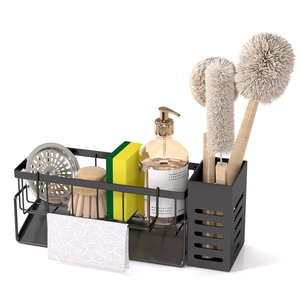 Distributeur de savon noir en acier inoxydable 304 antirouille, organiseur de cuisine et support de rangement sous évier de salle de bain - Product Image 1
