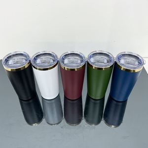 2026 Laser Engraving Custom Double Wall Insulated Coffee Cups Stainless Steel Powder Coated 20oz <b>Mirror</b> Gold Underneath Tumbler - Product Image 3