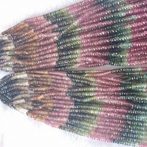 Natural Multi-Color Third Party Certified Watermelon Tourmaline Rondelle Faceted <b>Stone</b> <b>Beads</b> Strands Jewelry Making Coszcalt - Product Image 1