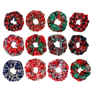 Sólido Navidad Santa titular corbatas accesorios Scrunchy Plaid copo de nieve Scrunchies terciopelo elástico bandas para el cabello para Navidad Casual - Product Image 5