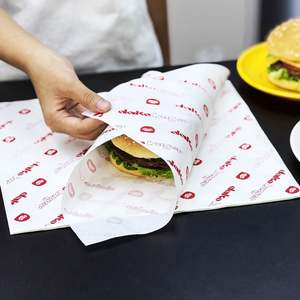 Papier d'emballage pour sandwich en PE imperméable, imprimé avec un logo personnalisé, résistant à la graisse, recyclable, pour l'emballage de hamburgers, de pizzas et d'aliments - Product Image 2