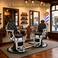 Fauteuils de barbier anciens, fauteuil de barbier robuste pour salon de coiffure, mobilier pour salon de beauté, fauteuil 135 °   Reclining 360 °   Chaise pivotante