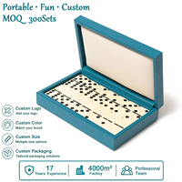 Jeu de dominos personnalisé écologique avec étui de rangement en cuir PU, 14 pièces, jeu de dominos de voyage OEM, logo personnalisé pour la vente en gros