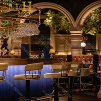 Design d'intérieur de restaurant de luxe Design de comptoir de bar de restaurant en marbre facile à nettoyer avec lumière pour la décoration de restaurant