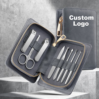 Kit profesional de manicura y pedicura 8 en 1, herramienta de belleza de acero inoxidable para el cuidado de las uñas, juego de cortaúñas con Funda de cuero PU