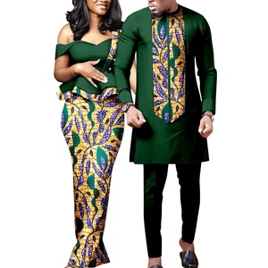 2025 coppie africane si adatta a camicie e pantaloni <span class=keywords><strong>di</strong></span> cotone stampati a cera per gli uomini abiti da sposa tradizionali africani - Product Image 6