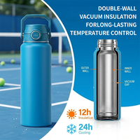 Bouteille d'eau en acier inoxydable anti-fuite, idéale pour la salle de sport, avec bec verseur double usage pour les entraînements