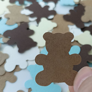 100PCS Confettis en forme d'ours pour baby shower, confettis en papier bleu et marron pour garçon et fille, décorations de table pour fête à domicile SP-27 - Product Image 4