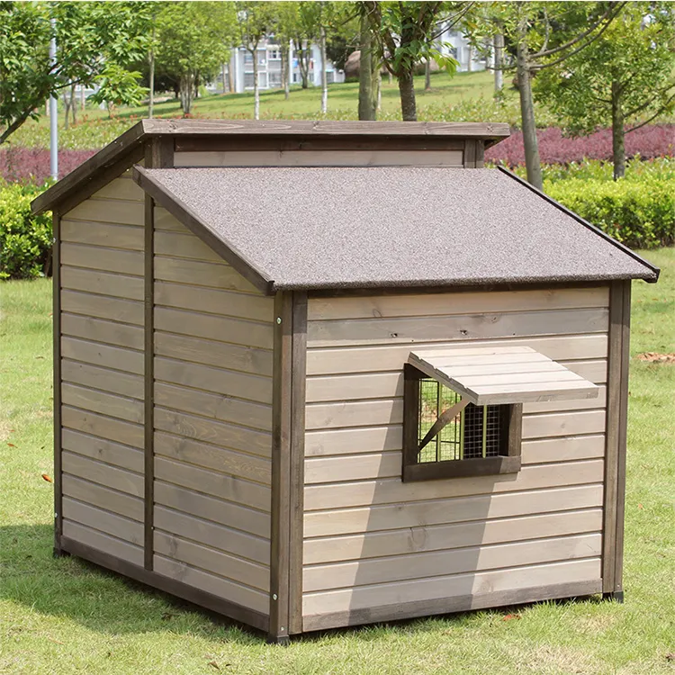 Eco Friendly Large Space Double Roof Outdoor Large Rainproof Wooden Kennel Pet Cage House