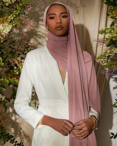 Hijh优质不透明雪纺围巾时尚柔软透气麦地那真丝紧身拼接头巾围巾女士其他围巾 - Product Image 5