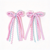 Lot de 2 pinces à cheveux longues en dentelle texturée cerise, nœuds pour cheveux du 4 juillet, accessoires pour filles, vente chaude