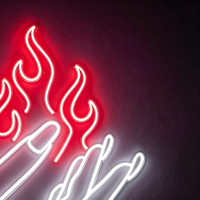 Enseigne lumineuse LED néon personnalisée en forme de main tenant une flamme, panneau acrylique, multicolores, décoration murale pour bar, café, pub, publicité, étanche IP65