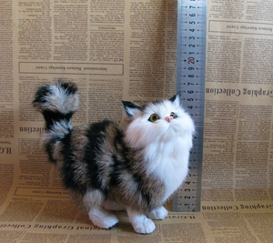 Animaux en peluche faits à la main uniques simulés mignon petit chat jaune blanc modèle statique pour noël décoration de la maison fournitures 2024 - Product Image 5