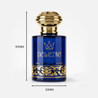 Flacon de parfum rond de luxe avec logo personnalisé, flacon de parfum bleu vide, 30 ml, 50 ml, 100 ml, flacon de parfum en verre avec boîte