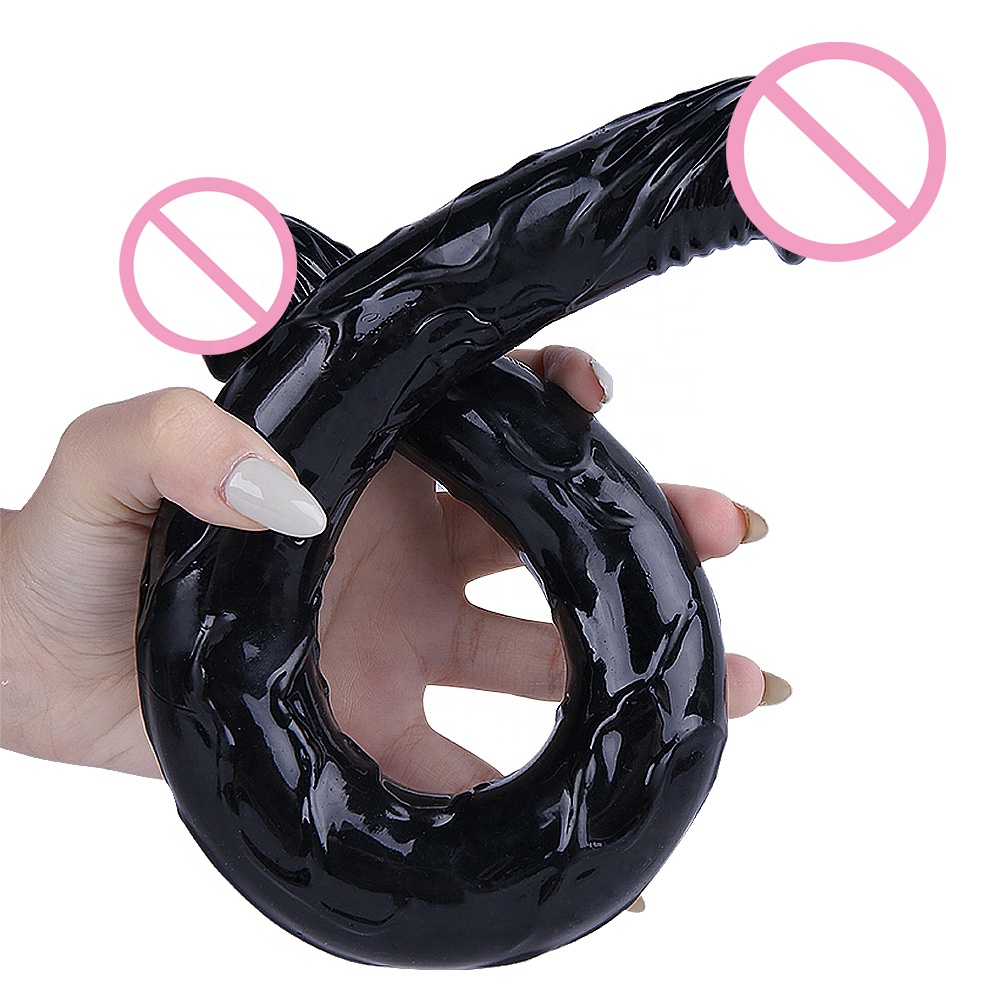 sleeping with an anal plug DOUBLE DILDO Black L Hankey's Toys main image 1