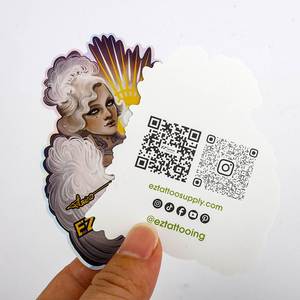 Autocollants adhésifs découpés sur mesure avec code QR pour artistes tatoueurs, étiquettes en papier de forme irrégulière avec design d'artiste - Product Image 2