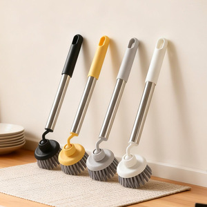 Heqing Plastic Products Factory Rotating Cleaning <b>Brush</b> Long Handle Stainless Steel Swivel Head Kitchenware <b>Scrubbing</b> <b>Brush</b> - Product Image 2