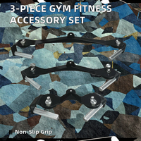 Lot de 3 accessoires de fitness pour la gym : Poignée de barre en acier avec revêtement magnétique, Poignée de barre pour lat pulldown avec poignées, Fixation de barre de musculation pour câble