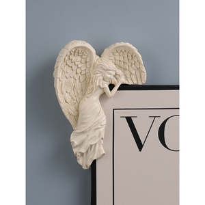 Ornement mural en résine style européen, sculpture d'ange avec ailes, décoration de cadre de porte pour fille - Product Image 2