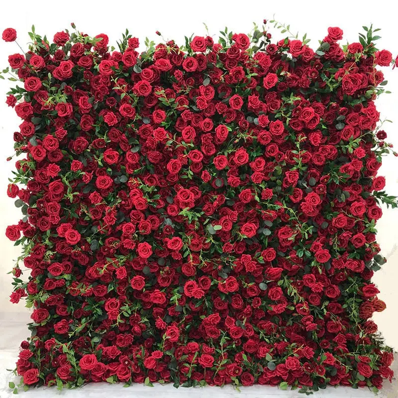 Künstlicher weißer roter 3d Rosen blumen wand hintergrund der Schönheits blumen wand kunst für Hochzeit und Ereignis