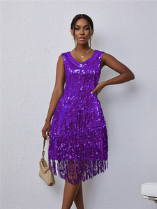 Traje <span class=keywords><strong>de</strong></span> club nocturno elegante para <span class=keywords><strong>mujer</strong></span> europea americana, vestido <span class=keywords><strong>de</strong></span> borla <span class=keywords><strong>de</strong></span> lentejuelas con espejo cruzado para baile y ballet para <span class=keywords><strong>Amazon</strong></span> - Product Image 5