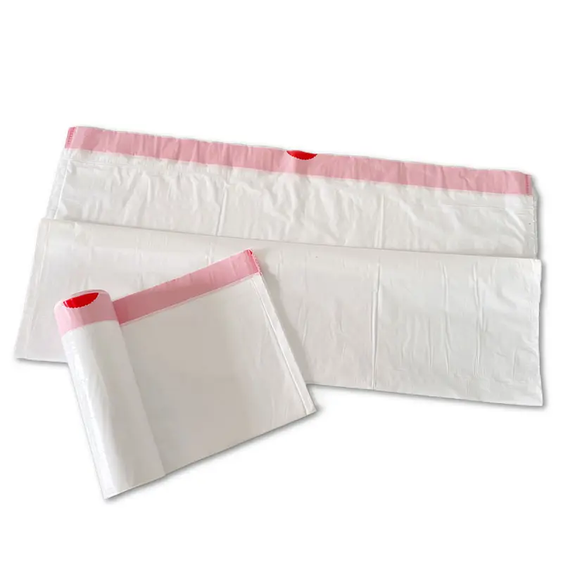 Sac poubelle blanc pliable en rouleau personnalisé, sacs à ordures en plastique de 13/30 gallons à cordon