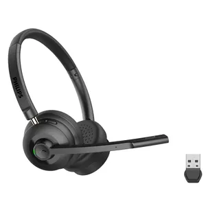 Headset nirkabel PHILIPS dengan mikrofon AI Noise Cancelling Headset Bluetooth-headphone Bluetooth V5.3 dengan Dongle USB