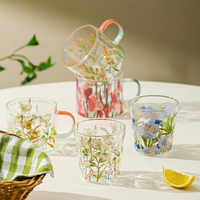 Mug à café jetable en verre borosilicate haute résistance, isolant, anti-explosion, avec bouchon de paille, résistant à la chaleur et au froid, style glacier