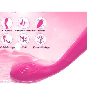 Vibrateur clitoridien et point G Manshi, 9 fréquences, alimentation USB, écran LCD, jouet sexuel pour adultes, rose rouge, bouton de commande vert - Product Image 4