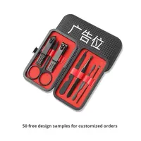 Ensemble de manucure en acier au carbone, kit de coupe-ongles pour soins personnels, noir, ensemble de coupe-ongles 7 pièces avec étui en cuir