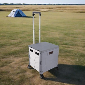 Mua sắm Xe đẩy giỏ hàng cắm trại Xe đẩy có thể gập lại Giỏ mua hàng 4 xoay bánh xe thầu dầu với phanh Heavy Duty tay xe tải với bảng - Product Image 4