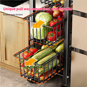 Vielseitiges Modernes Design Nachhaltiges Mehrstöckiges Metall-Küchenregal mit Körben und Rollen für Vielseitige Gemüse- und Obstaufbewahrung - Product Image 6